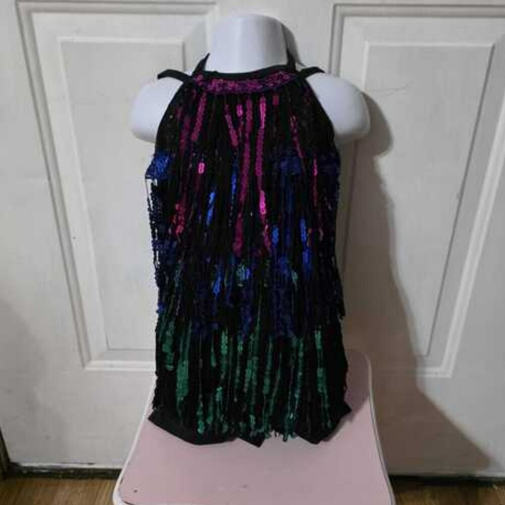 Twirl in Sparkle – Multi-Color Fringe Dance Costume
